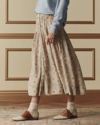 The Highland Skirt in Champaign Scattered Bloom