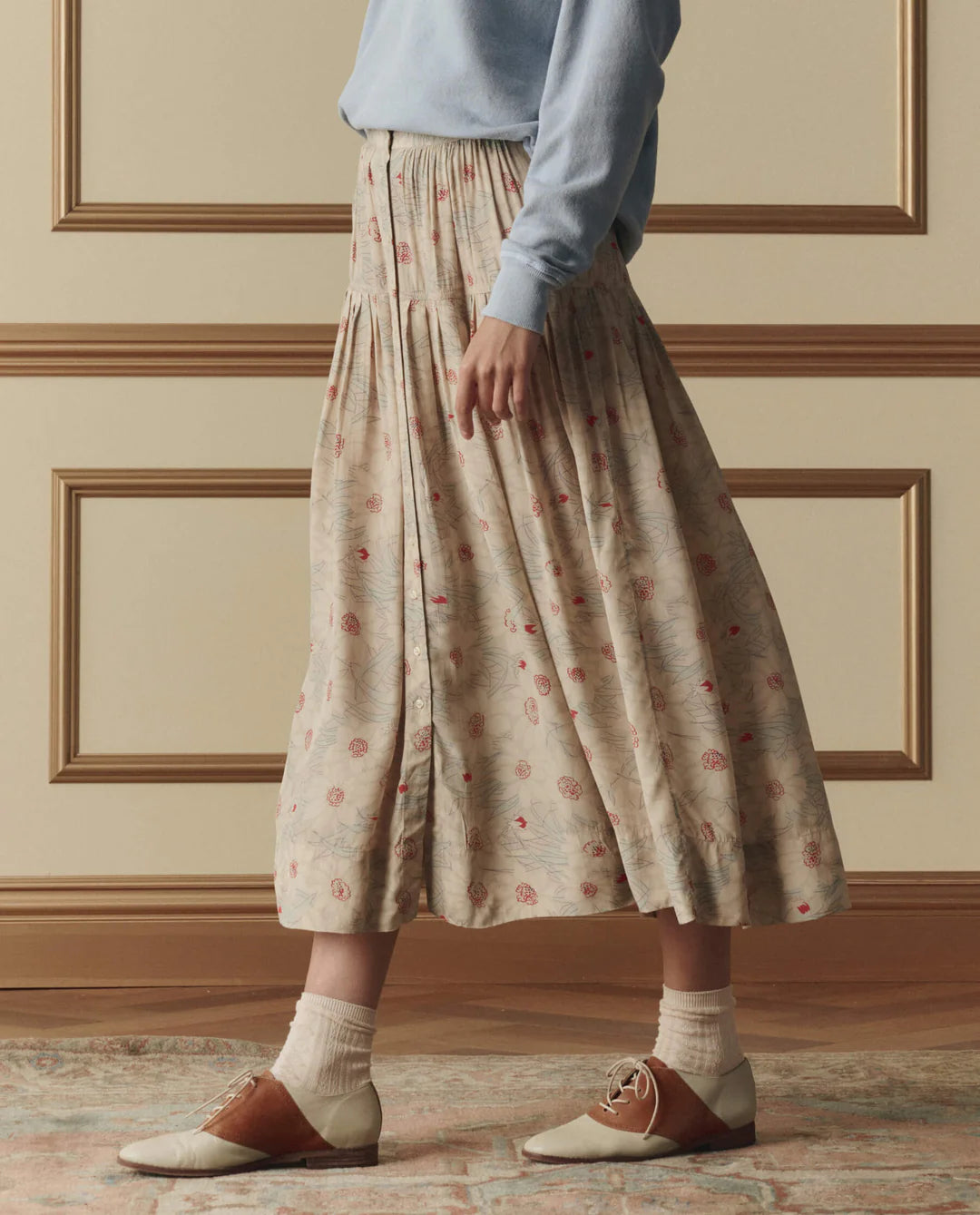 The Highland Skirt in Champaign Scattered Bloom