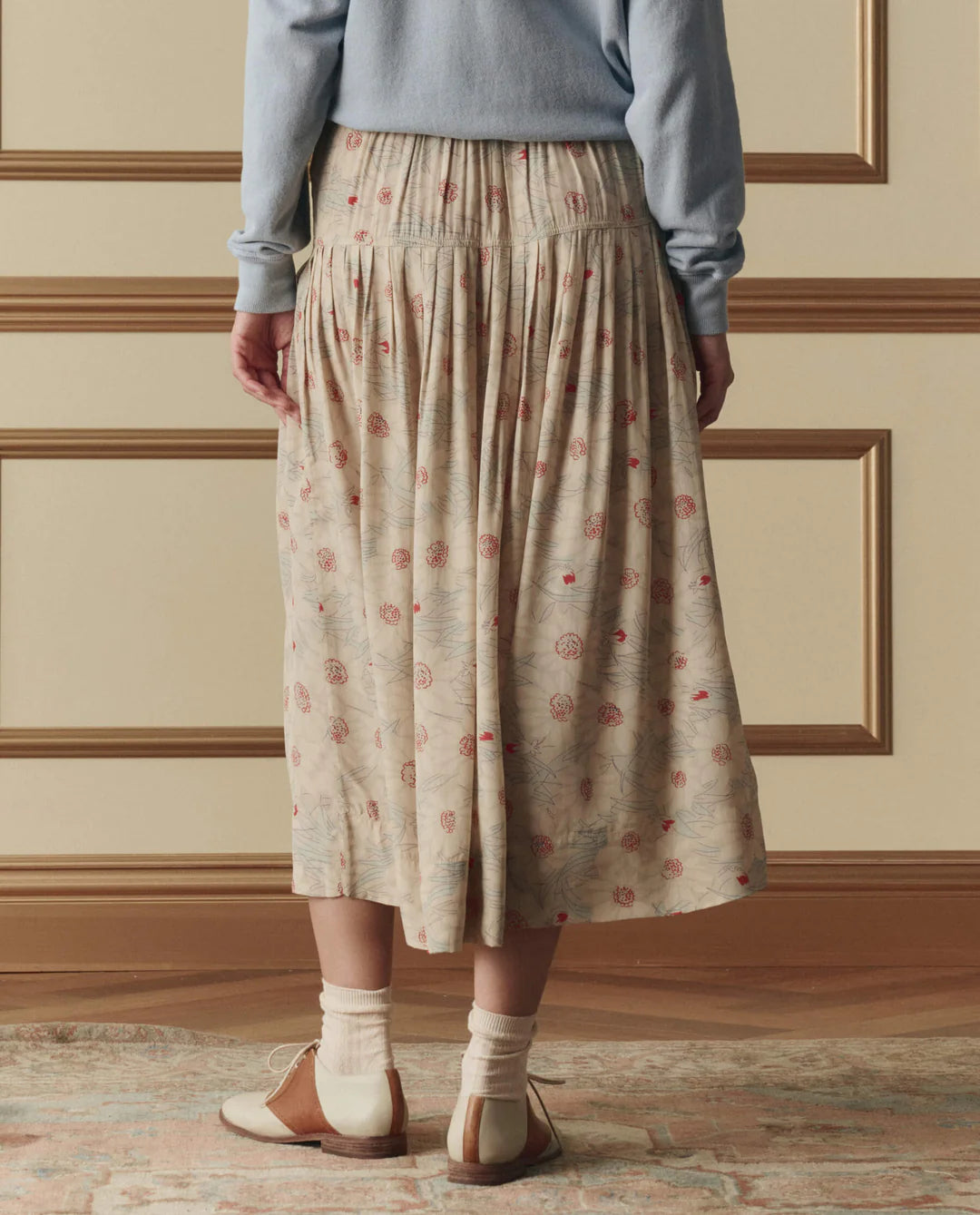 The Highland Skirt in Champaign Scattered Bloom