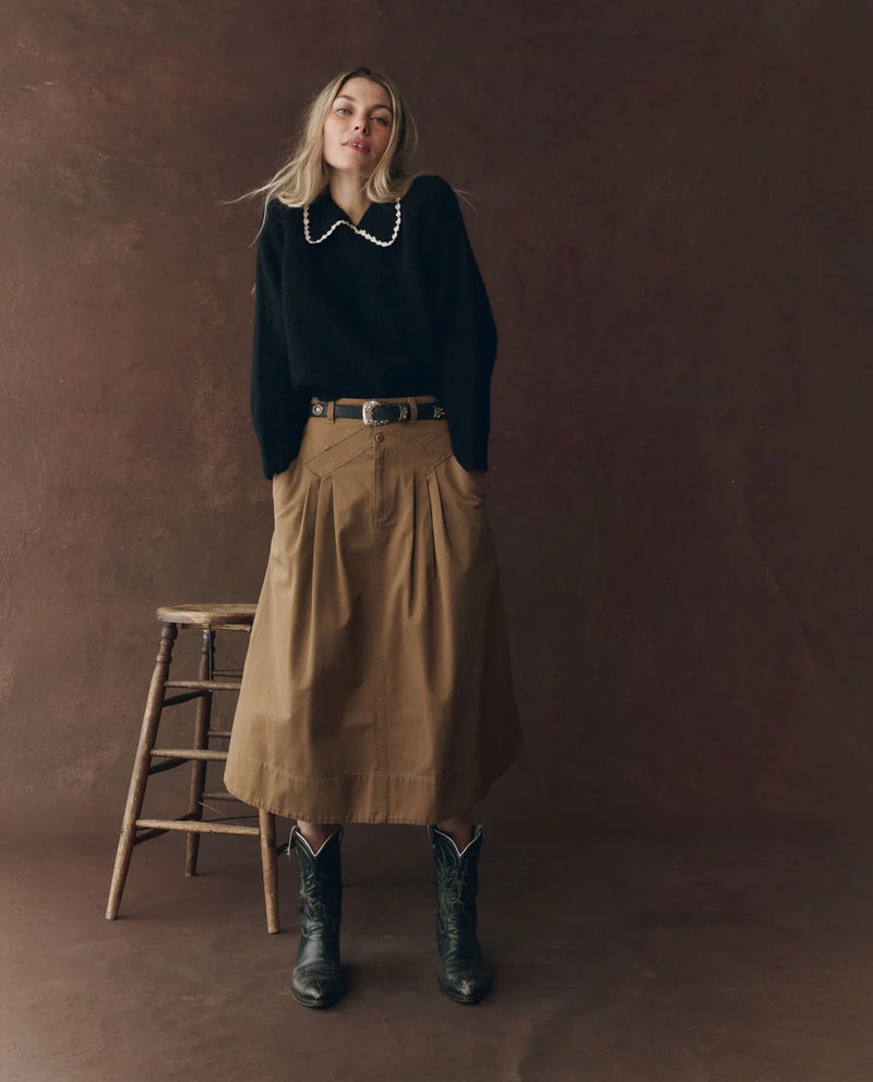 The Crochet Collar Pullover in Black