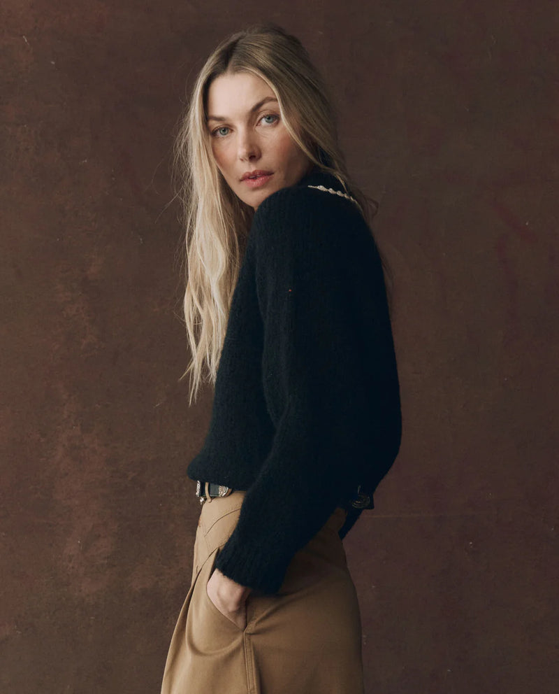 The Crochet Collar Pullover in Black