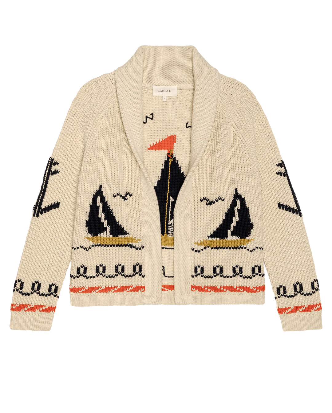 The Sailboat Lodge Cardigan in Cream