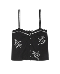 The Weekend Tank w/ Hanky Embroidery in Black