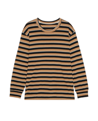 The Longsleeve Relaxed Crew in Cigar Stripe