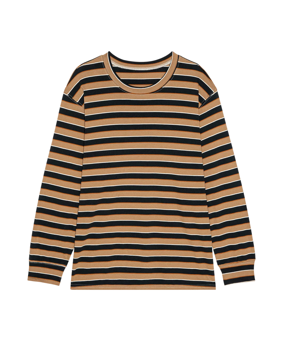 The Longsleeve Relaxed Crew in Cigar Stripe