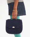 Turnlock Louis w/ Top Handle in Navy Suede