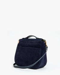 Turnlock Louis w/ Top Handle in Navy Suede