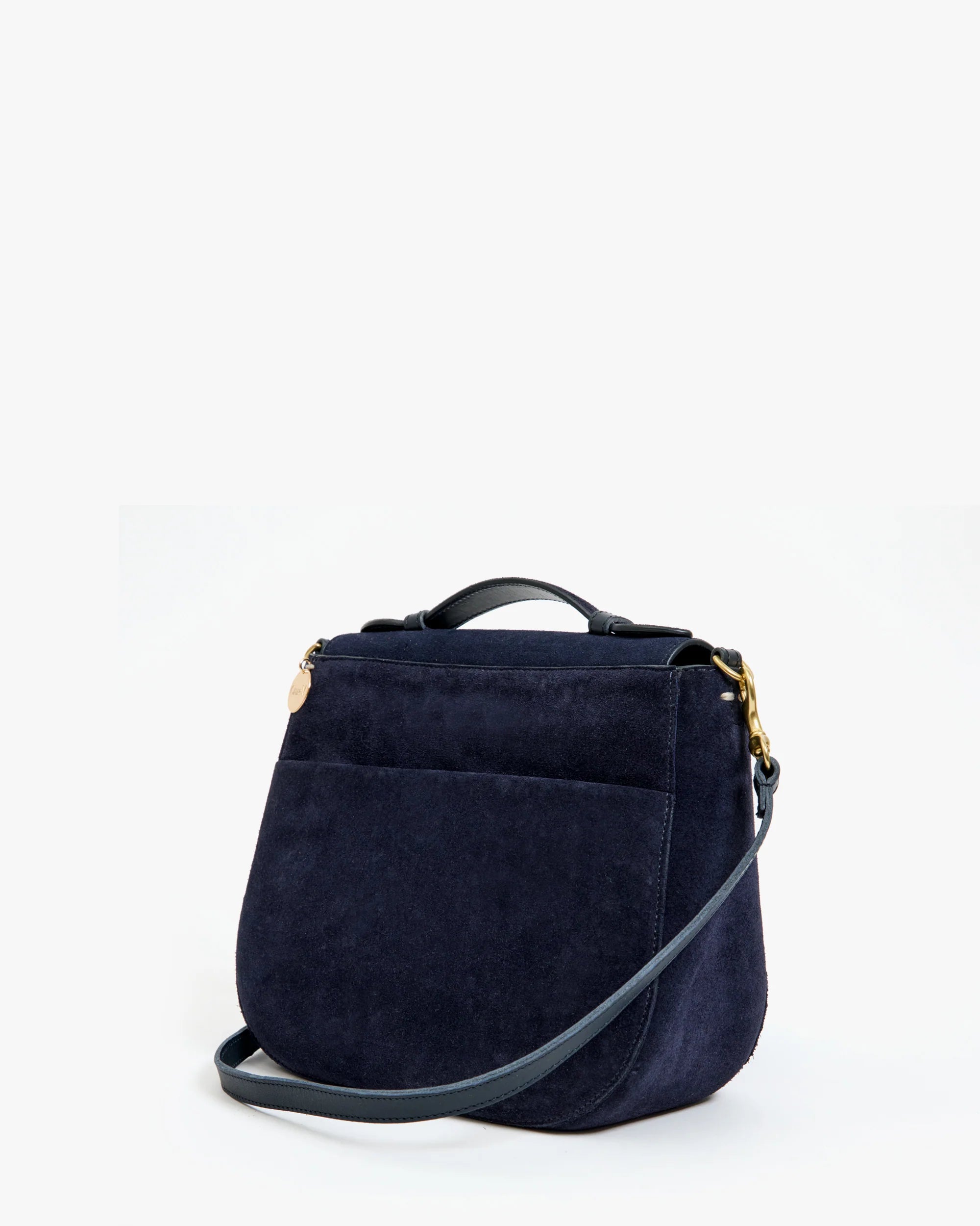 Turnlock Louis w/ Top Handle in Navy Suede