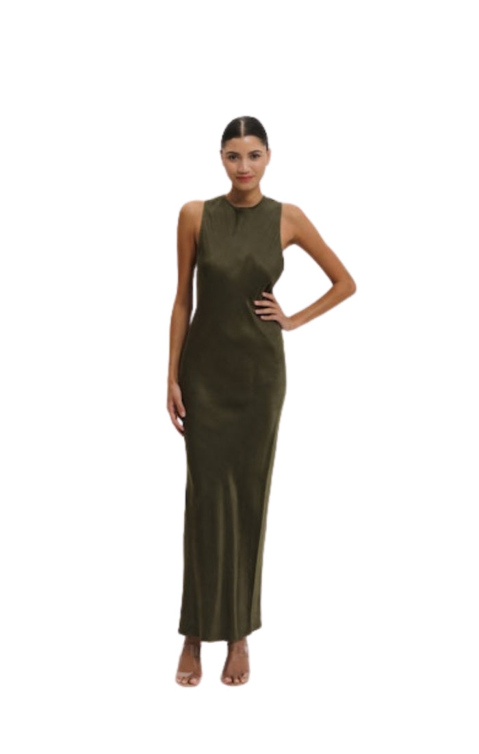New York Midi Dress in Dark Army