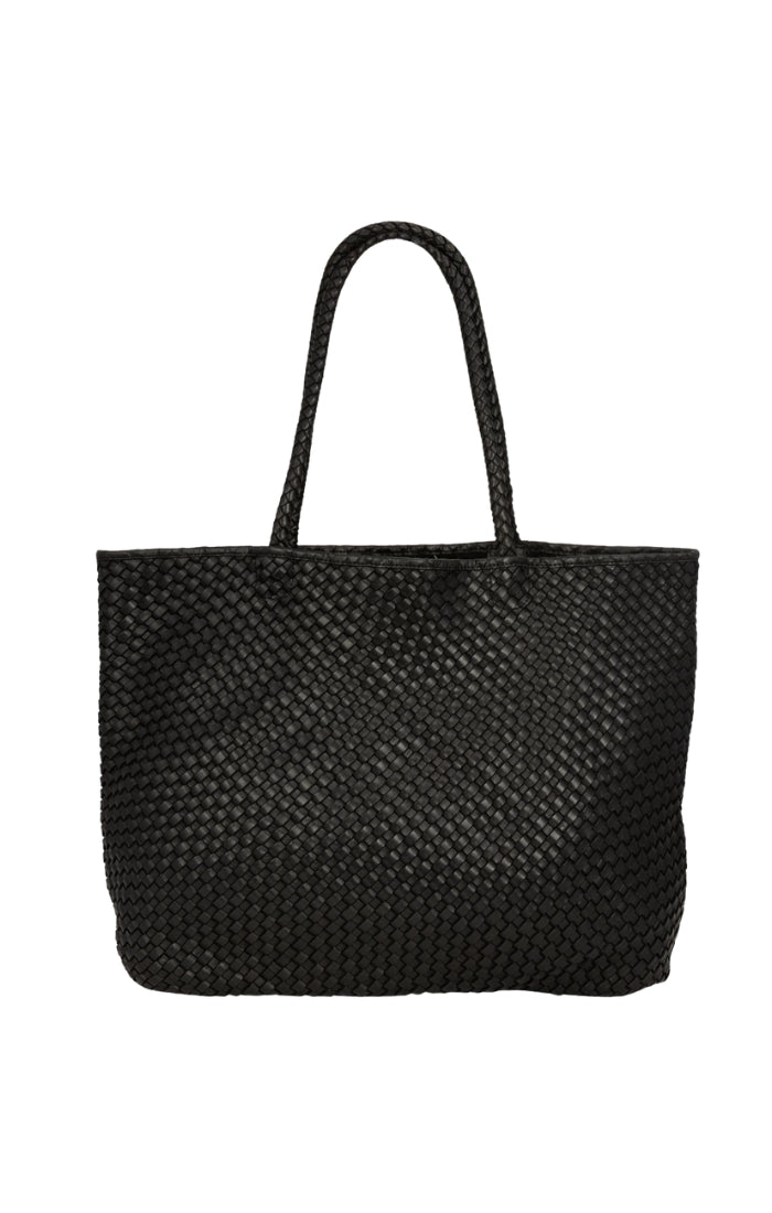 Taylor Woven Leather Tote Bag in Black