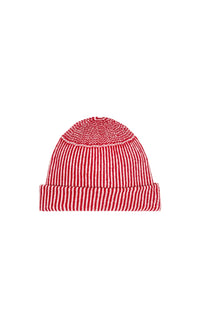 The Striped Beanie in Red