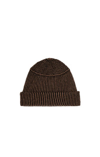 The Striped Beanie in Brown