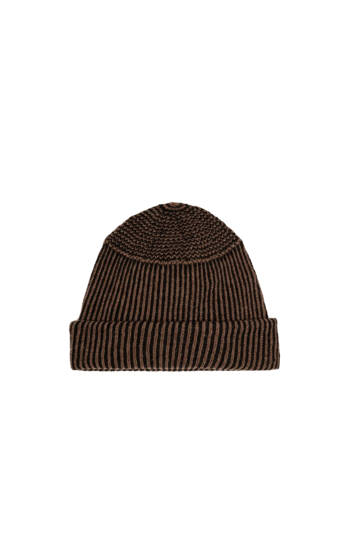 The Striped Beanie in Brown