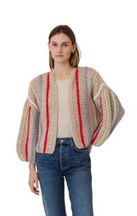 Chunky Alpaca Bomber Cardigan in Fisher Boat