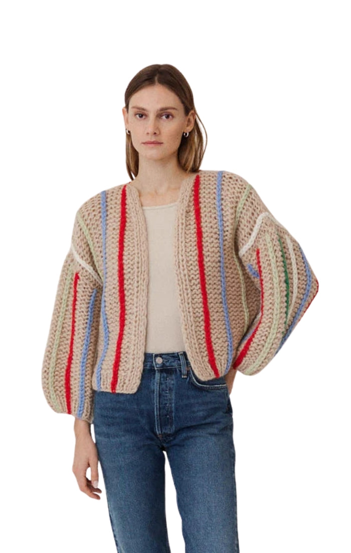 Chunky Alpaca Bomber Cardigan in Fisher Boat