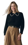 The Crochet Collar Pullover in Black