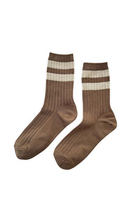 Her Varsity Socks in Toffee