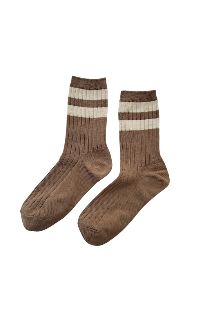 Her Varsity Socks in Toffee