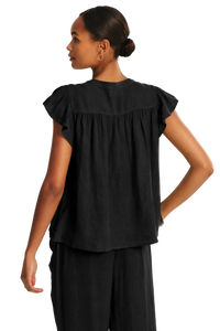 Janey Linen Top in Black