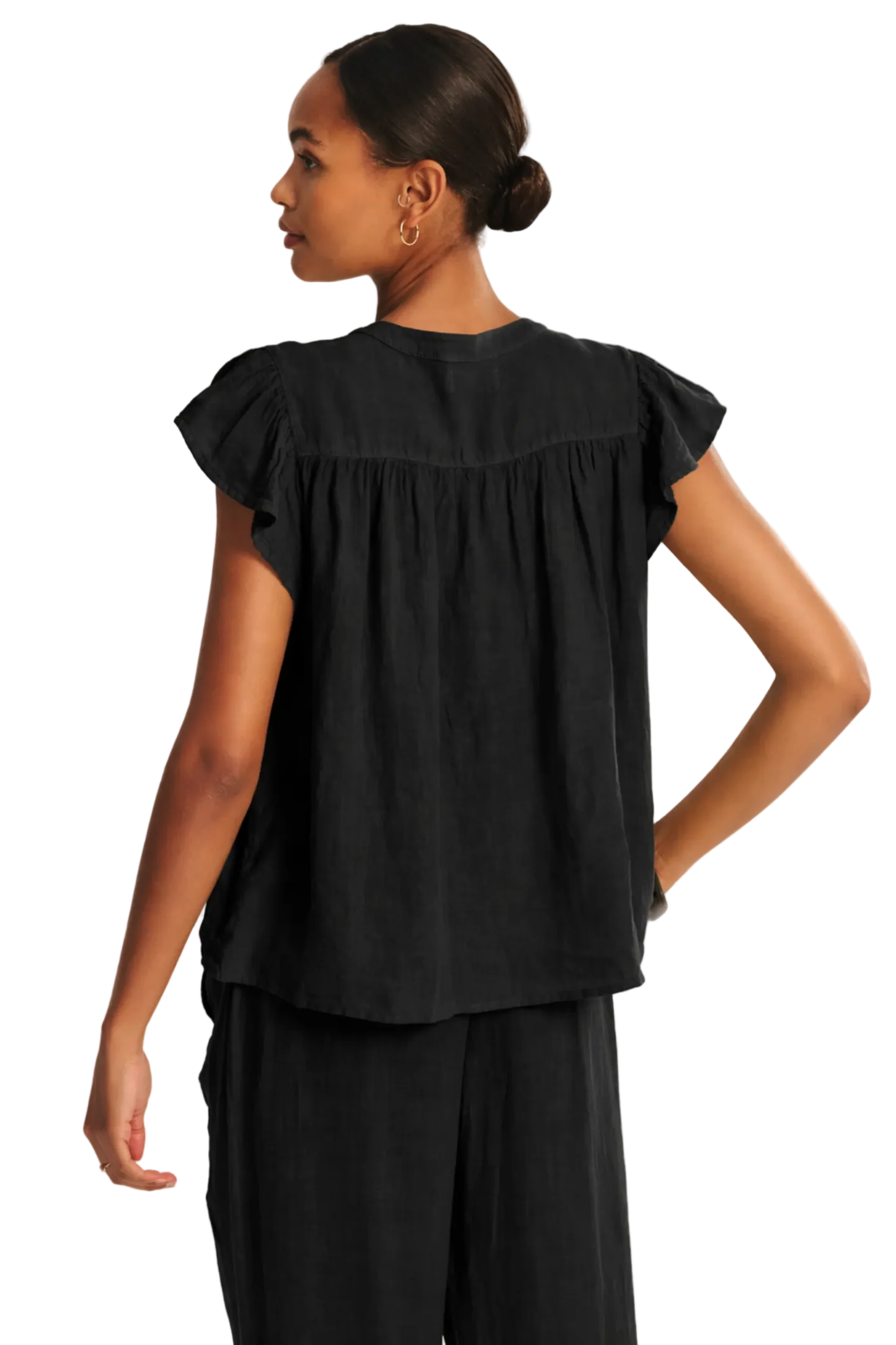 Janey Linen Top in Black