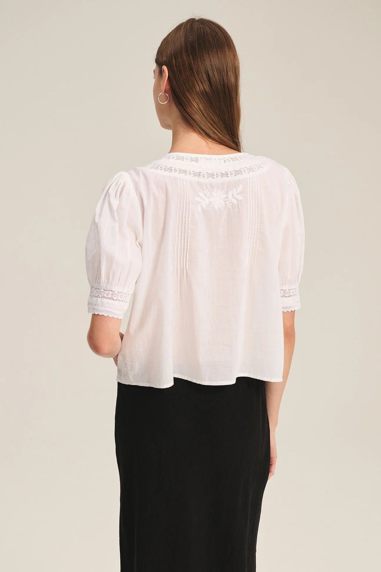 Mavis Embroidered Top in White