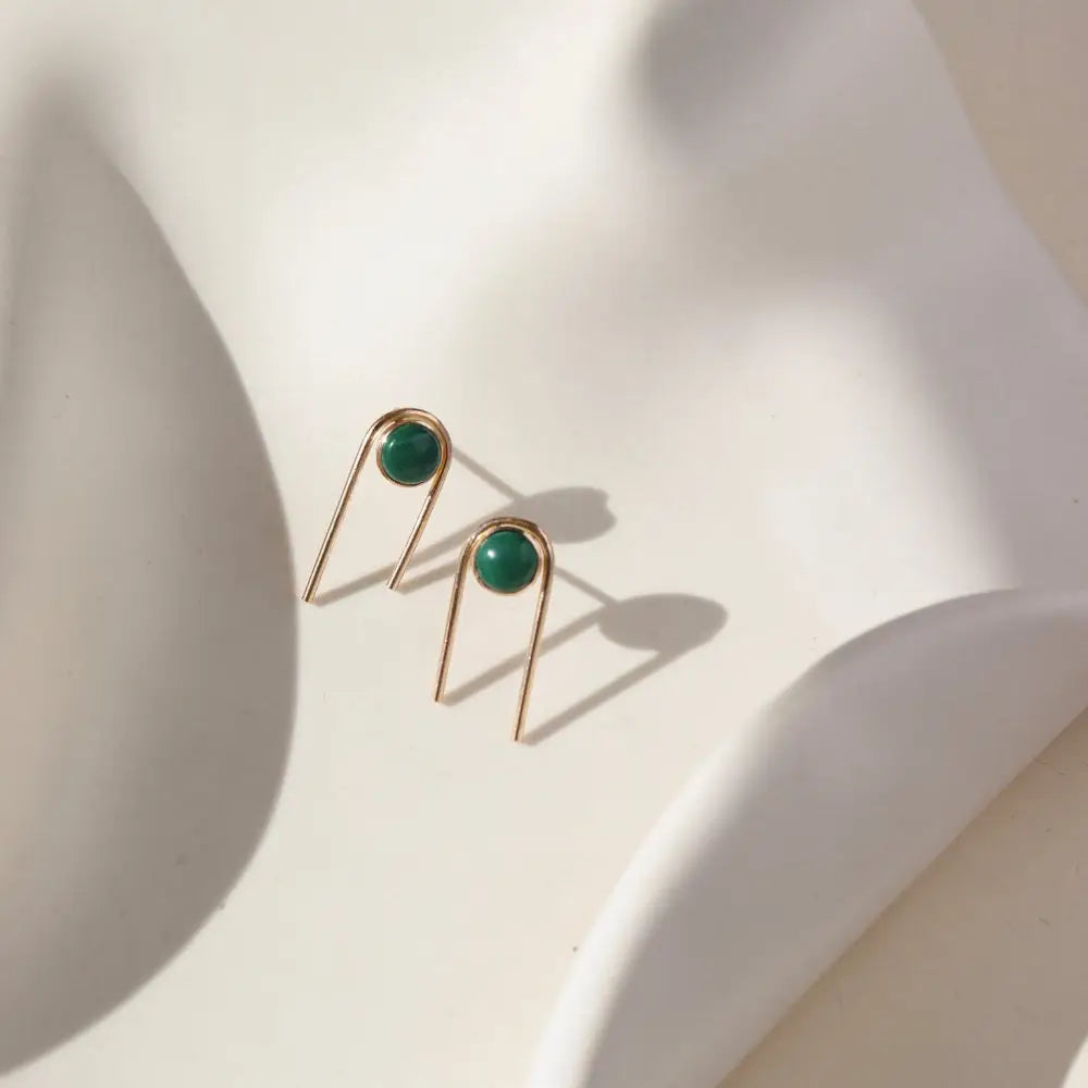 Malachite Arc Studs