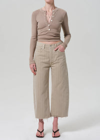 Ayla Raw Hem Crop in Natural Stripe