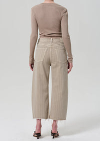 Ayla Raw Hem Crop in Natural Stripe