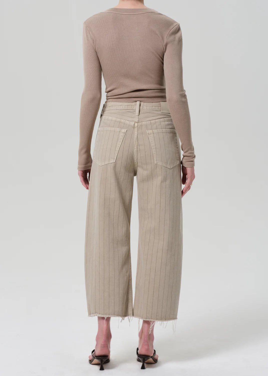 Ayla Raw Hem Crop in Natural Stripe