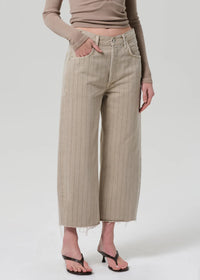Ayla Raw Hem Crop in Natural Stripe