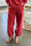 French Terry Balloon Pants in Coral Red