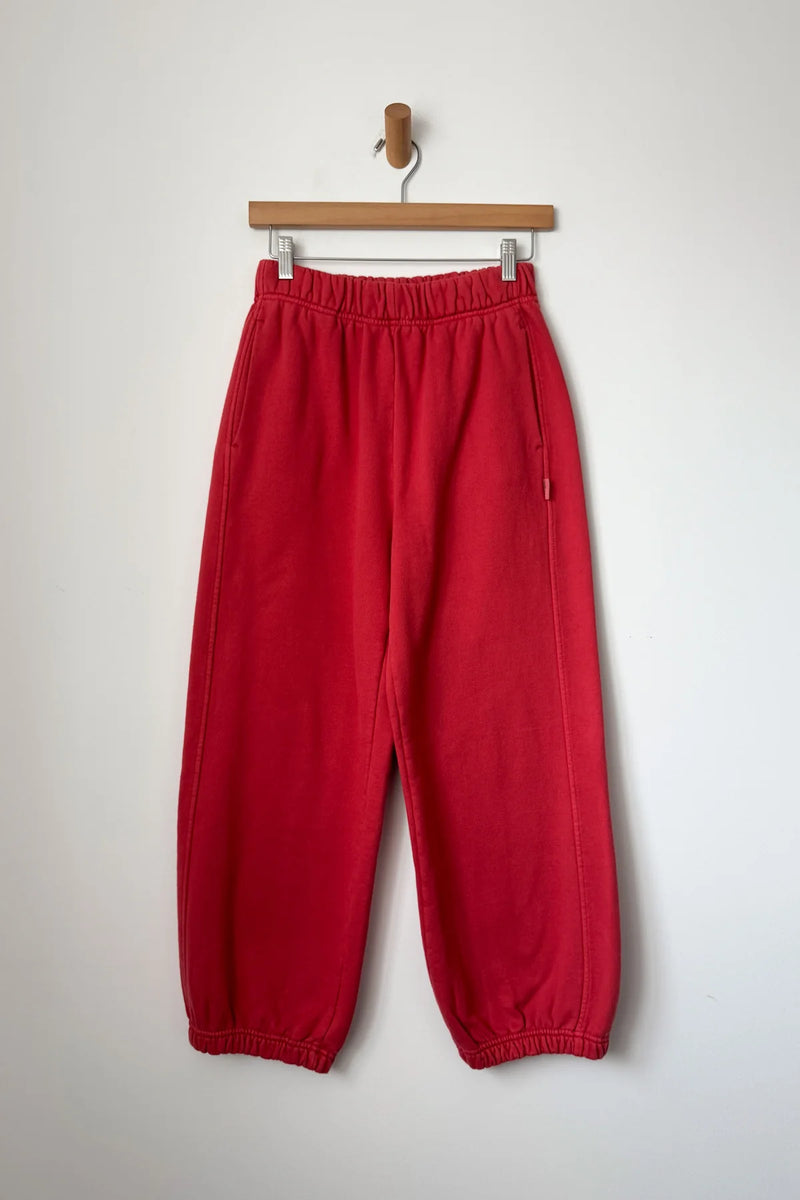 French Terry Balloon Pants in Coral Red