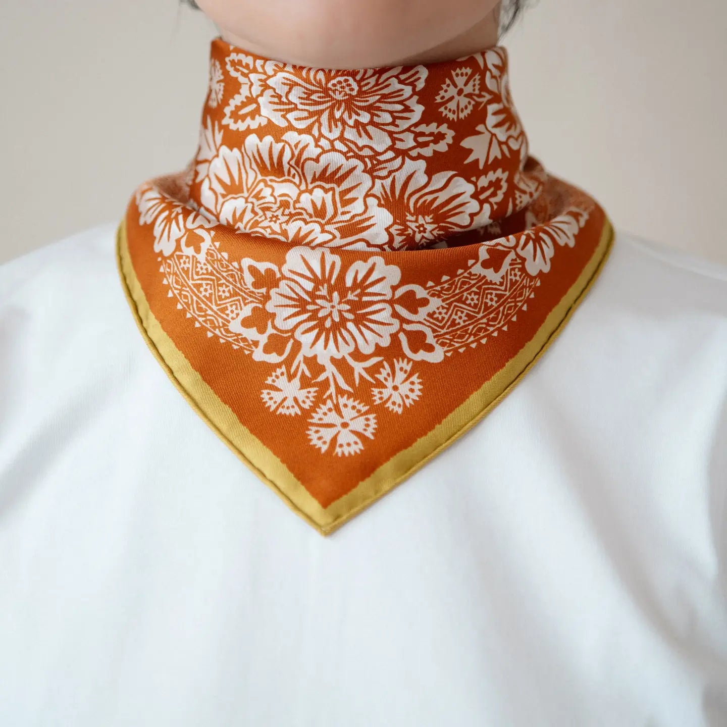 Silk Twill Scarf in Blossom Tobacco
