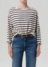 Boat Neck Long Sleeve in Chocolate Stripe