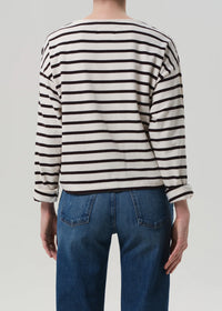 Boat Neck Long Sleeve in Chocolate Stripe