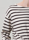 Boat Neck Long Sleeve in Chocolate Stripe
