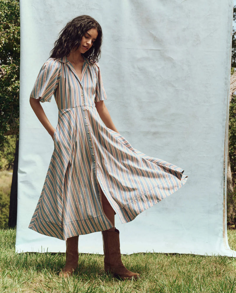 The Bridge Dress in Blue Frontier Stripe