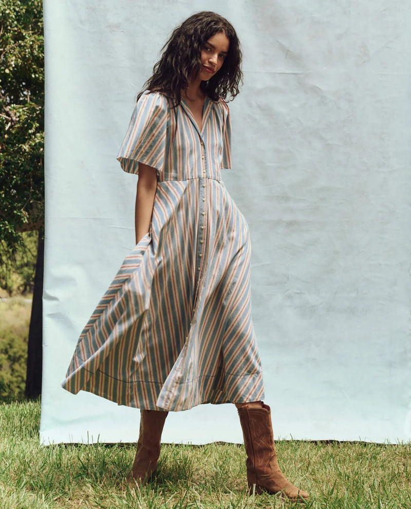 The Bridge Dress in Blue Frontier Stripe