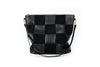 Black Leather Checkered Hobo