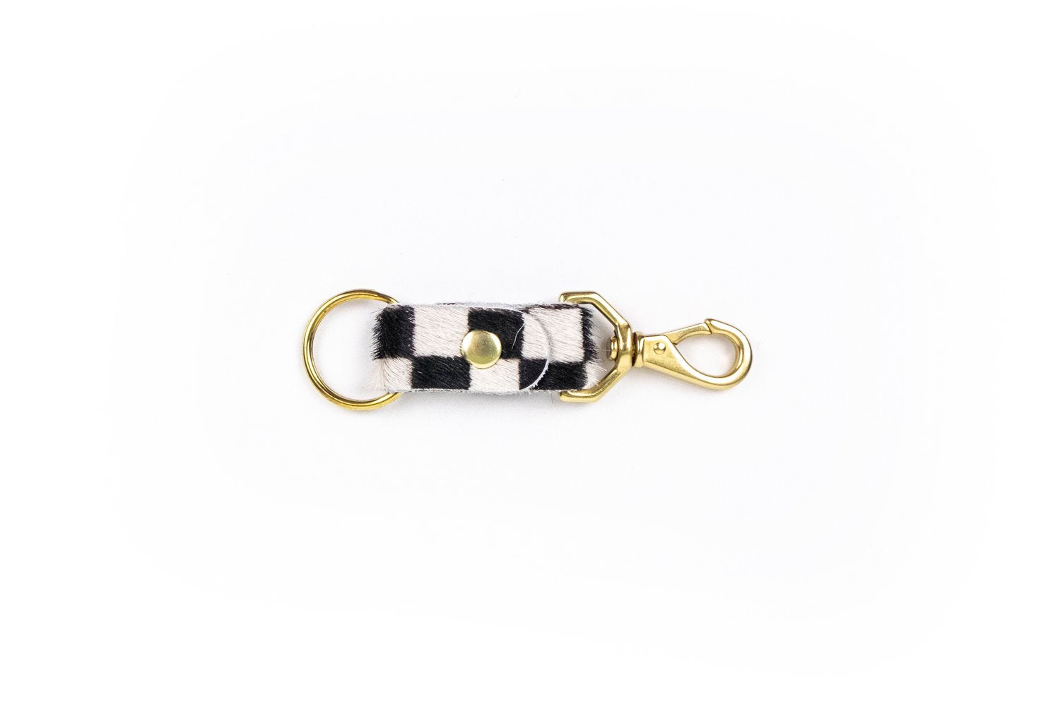Checkered Cowhide Keychain