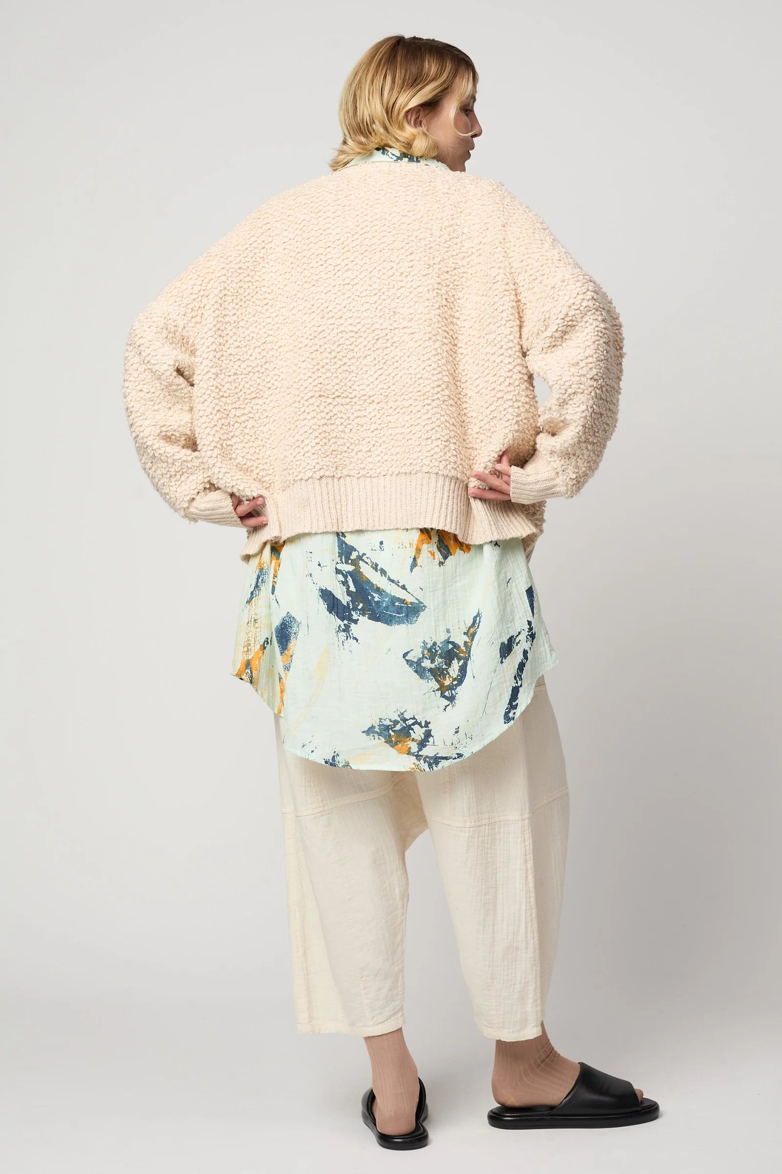 Amelia Cardigan Chunky Loop in Cream