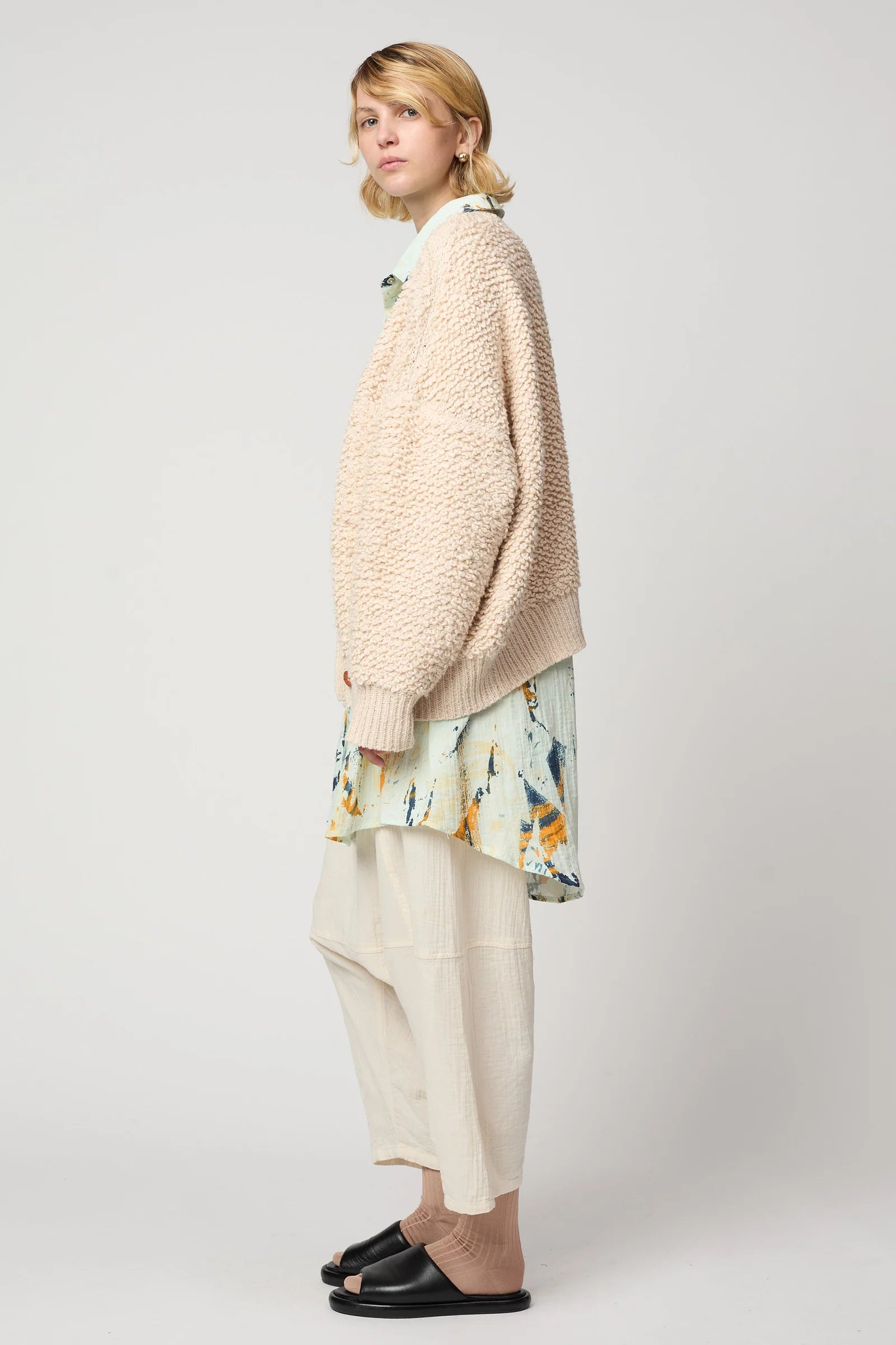 Amelia Cardigan Chunky Loop in Cream