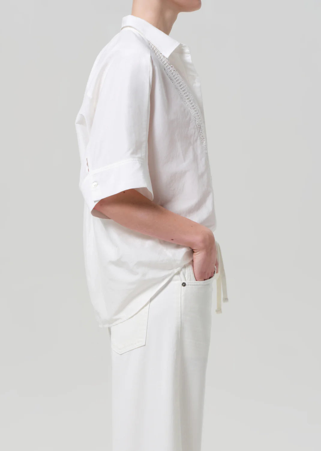 Claire Shirt With Lace in White