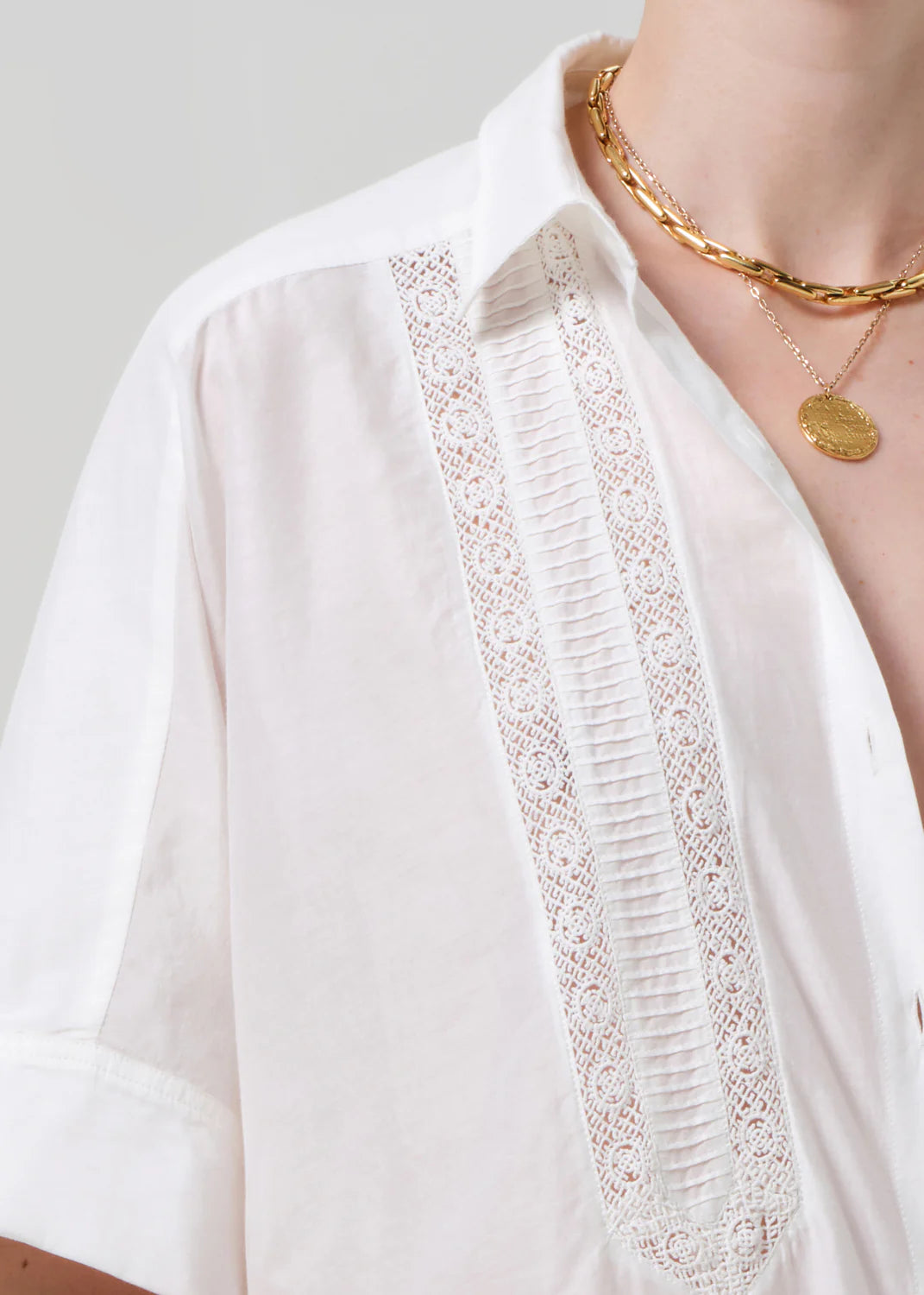 Claire Shirt With Lace in White