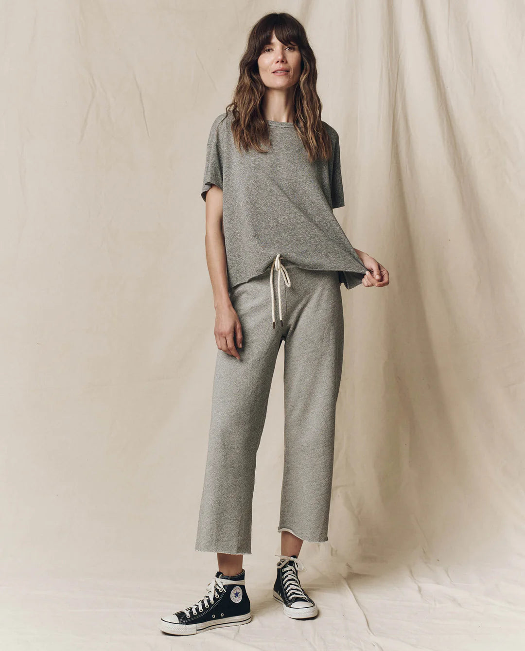 The Crop Tee in Heather Grey