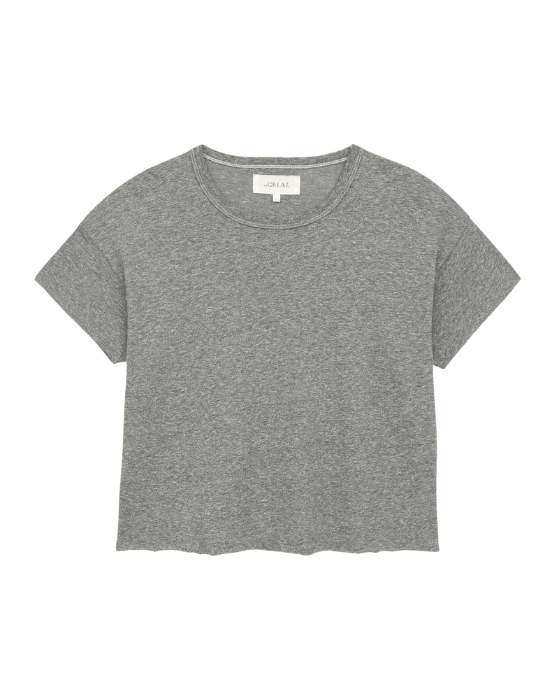 The Crop Tee in Heather Grey