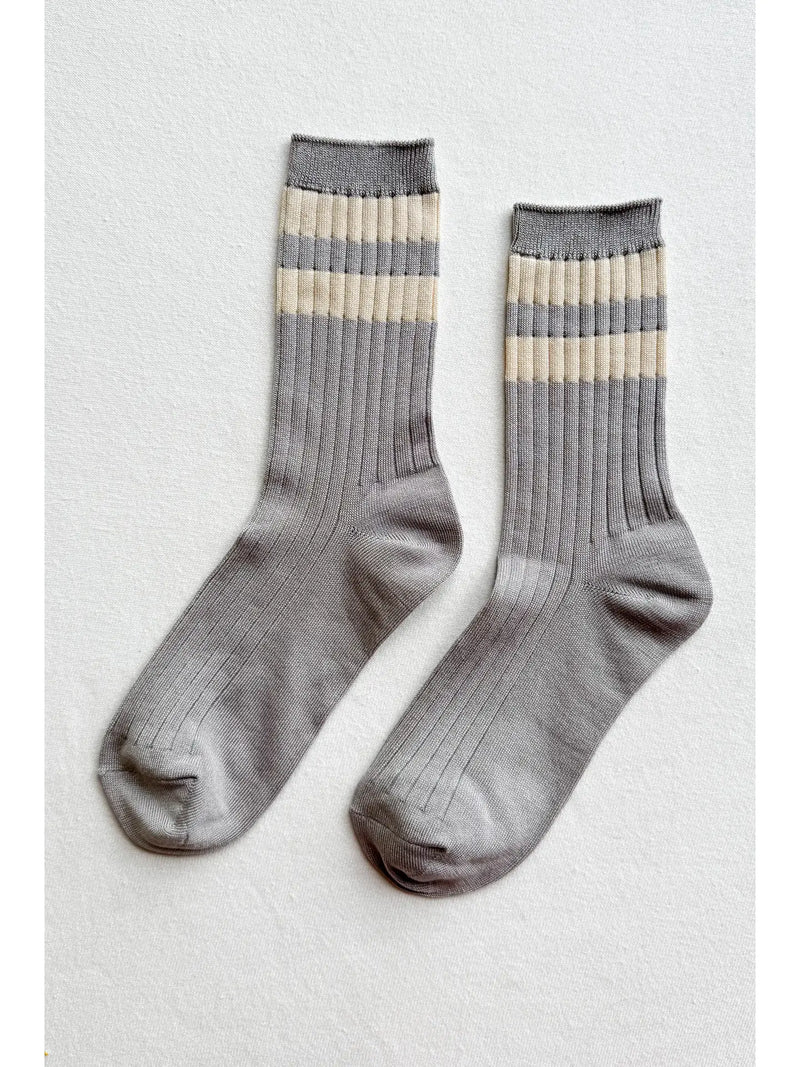 Her Varsity Socks in Stone White