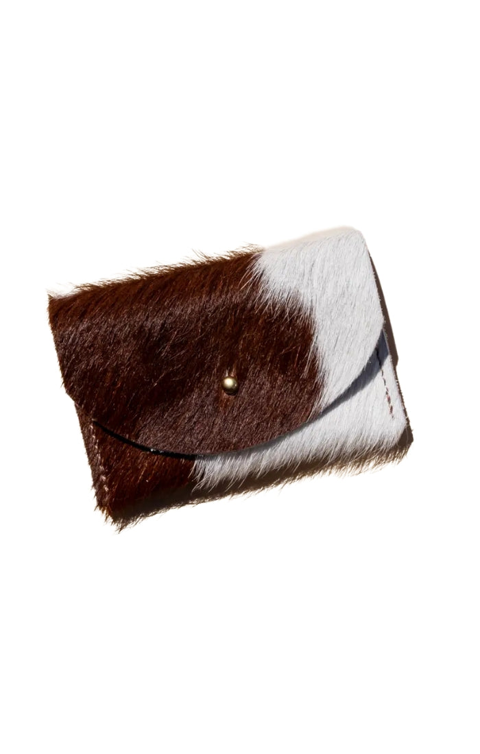 Brown + White Cowhide Cardholder