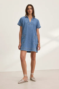 Delana Collar Dress in Indigo