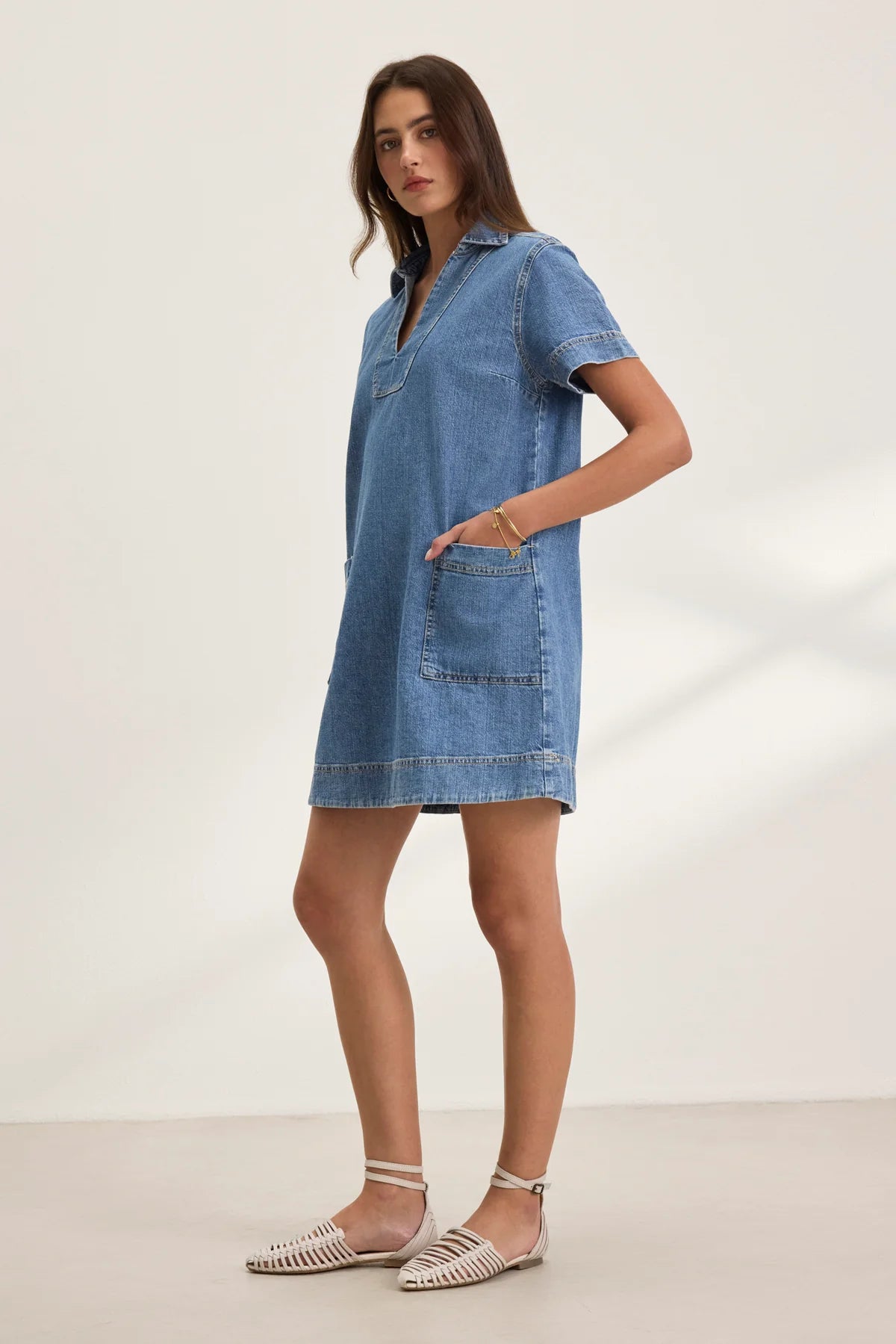 Delana Collar Dress in Indigo